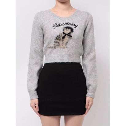 アニマルモチーフニットトップス （ホワイト）｜詳細画像