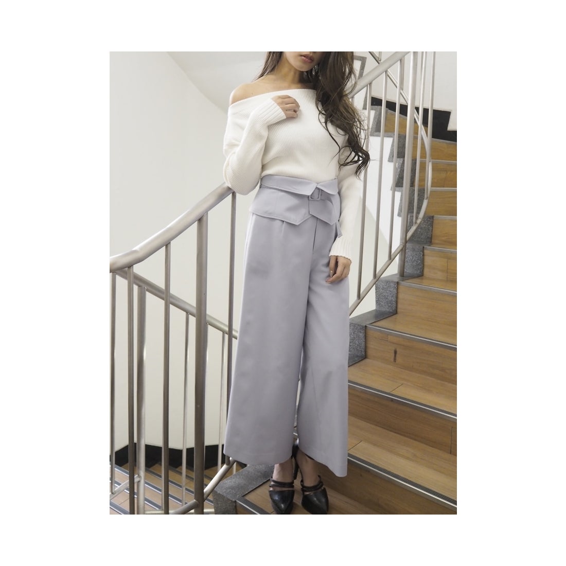 RESEXXY コルセットベルトストレートパンツ グレー -ファッション通販