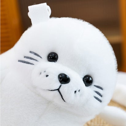 リアルスタイル REAL STYLE ボディバッグ ショルダーバッグ キッズ 子供 軽い 斜めがけ ポーチ 小物入れ おしゃれ 動物 アニマル アザラシ ぬいぐるみ かわいい （ホワイト）｜詳細画像