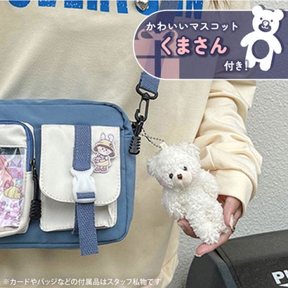 ショルダーバッグ バック レディース クリアポケット 透明 斜めがけ おしゃれ 推し活 ぬい 痛バッグ キーホルダー トレカ マスコット 写真 かわいい （ピンク B）｜詳細画像