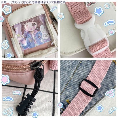 ショルダーバッグ バック レディース クリアポケット 透明 斜めがけ おしゃれ 推し活 ぬい 痛バッグ キーホルダー トレカ マスコット 写真 かわいい （ピンク B）｜詳細画像