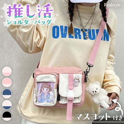 ショルダーバッグ バック レディース クリアポケット 透明 斜めがけ おしゃれ 推し活 ぬい 痛バッグ キーホルダー トレカ マスコット 写真 かわいい （ブラック A）｜詳細画像