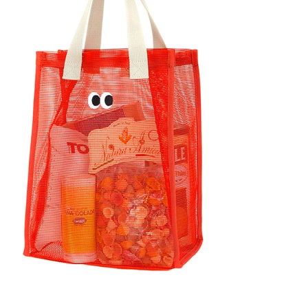 トートバッグ レディース メンズ ミニ メッシュ 小さめ 軽量 おしゃれ かわいい 夏 海 ビーチ プール 旅行 韓国 目玉 スクエア 目玉デザイン （グリーン）｜詳細画像
