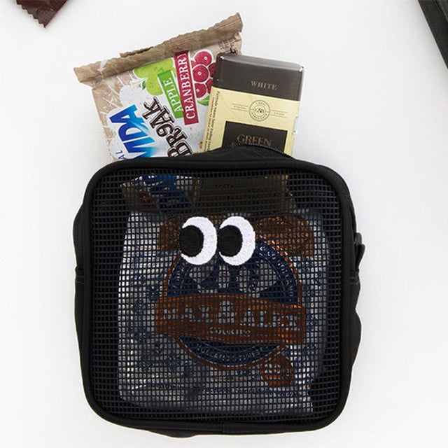 ポーチ 小物入れ レディース メンズ おしゃれ 韓国 コスメ メイク メッシュ 刺繍 化粧品 ミニ スクエア 目玉 トラベル 旅行 夏 海 目玉 目玉デザイン （ブラック）