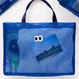 トートバッグ レディース メンズ メッシュ 大きめ A4 軽量 おしゃれ かわいい 夏 海 ビーチ プール 旅行 韓国 目玉 キッズ 子供 （ブルー）