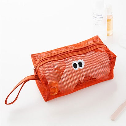 ポーチ 小物入れ レディース メンズ おしゃれ 韓国 コスメ メイク メッシュ 刺繍 化粧品 スクエア 横型 目玉 トラベル 旅行 収納 雑貨 目玉 目玉デザイン （グリーン）｜詳細画像