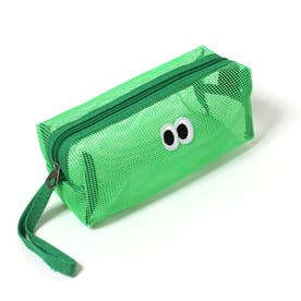 ポーチ 小物入れ レディース メンズ おしゃれ 韓国 コスメ メイク メッシュ 刺繍 化粧品 スクエア 横型 目玉 トラベル 旅行 収納 雑貨 目玉 目玉デザイン （グリーン）