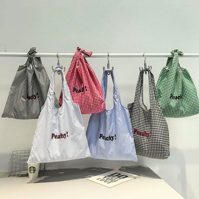 トートバッグ レディース A4 軽い 軽量 肩掛け 手持ち 手提げ チェック ストライプ 通勤 通学 推し活 旅行 トラベル 買い物 おしゃれ （ブルー(ストライプ)）｜詳細画像