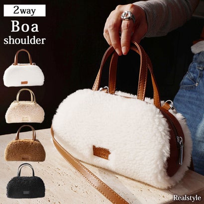 ショルダーバッグ レディース 小さめ ボア 2way ミニバッグ 斜めがけ ハンドバッグ 大人 上品 軽量 おしゃれ 秋冬 旅行 異素材 合皮 （ホワイト）｜詳細画像