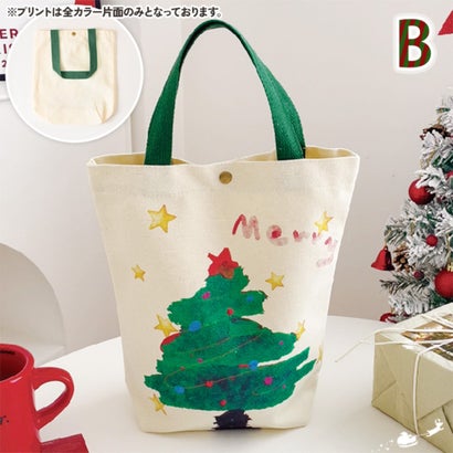 クリスマス バッグ 手提げ トート ハンドバッグ キャンバス 帆布 小さめ ギフト お菓子 キャンディ イベント パーティ グッズ 雑貨 （D）｜詳細画像