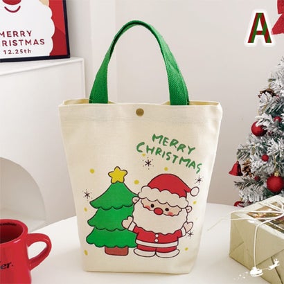 クリスマス バッグ 手提げ トート ハンドバッグ キャンバス 帆布 小さめ ギフト お菓子 キャンディ イベント パーティ グッズ 雑貨 （B）｜詳細画像