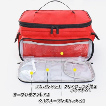 救急箱 メディカルバッグ ポーチ ファーストエイド 薬 ボックス ピルケース おしゃれ 大容量 多収納 家庭用 アウトドア スポーツ 防災 （レッド）｜詳細画像
