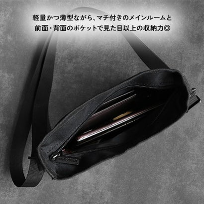 ショルダーバッグ ポーチ メンズ レディース 横型  ミニ 小さい 軽量 薄い ポシェット 小物入れ 斜めがけ 肩掛け おしゃれ 自転車 旅行 （ブラック）｜詳細画像