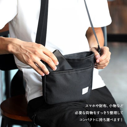 ショルダーバッグ ポーチ メンズ レディース 横型  ミニ 小さい 軽量 薄い ポシェット 小物入れ 斜めがけ 肩掛け おしゃれ 自転車 旅行 （ネイビー）｜詳細画像