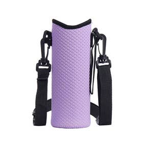 水筒カバー 500ml 子供 肩掛け 600 ペットボトル ホルダー ケース ショルダー 登山 自転車 おしゃれ リュック マイボトル 保護 （パープル）