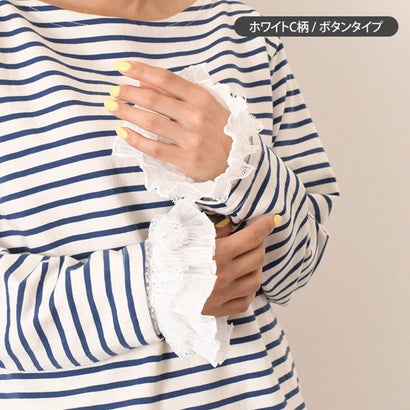 付け袖 つけ袖 レース 着物 ドレス 手首 袖だけ ワンタッチ レディース フリル 和装 プリーツ シースルー 重ね着 レイヤード 透け おしゃれ 結婚式 卒業式 （ホワイトA柄）｜詳細画像