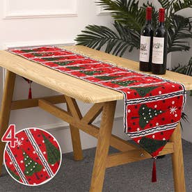 テーブルランナー クリスマス 北欧 おしゃれ 布 インテリア 雑貨 テーブルクロス テーブルカバー ツリー リース 飾り オーナメント （4）