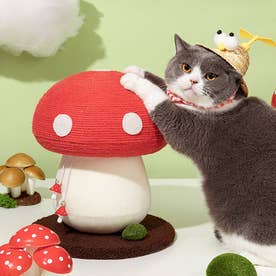 猫 つめとぎ 爪とぎ 爪研ぎ ペット 猫グッズ おもちゃ 雑貨 猫用品 インテリア ネコ おしゃれ かわいい ポール タワー 韓国 インテリア 家具 麻 きのこ キノコ ねこ （レッド）