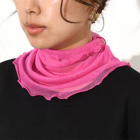 ネックカバー UVケア おしゃれ シルク100％ 夏用 通年 薄手 涼しい 絹100％ メッシュ 日焼け防止 無地 首カバー 紫外線対策 ネックウォーマー 女性 首だけ （ホットピンク）
