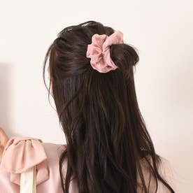シュシュ 小さめ シンプル ヘアアレンジ アクセサリー ポニーテール ヘアゴム まとめ髪 無地 通学 キッズ レディース 可愛い 推し活 （ピンク）