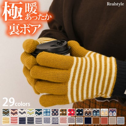 リアルスタイル REAL STYLE 手袋 レディース 防寒 暖かい 裏起毛 5本指 手ぶくろ 秋 冬 グローブ 寒さ対策 厚手 裏ボア 中ボア おしゃれ かわいい 通勤 通学 プレゼント 防風 （クロス柄レッド）｜詳細画像