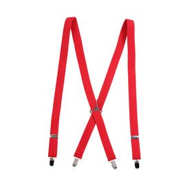 シンプルサスペンダー 2.5cm幅 太め レディース アクセサリー サスペンダー ベルト スカート パンツ メンズ ユニセックス 男女兼用 無地 ゴム クリップ （レッド）
