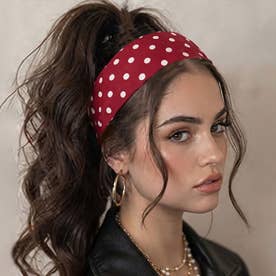 ヘアバンド ヘアターバン カチューシャ レディース ヘアアクセサリー ドット 痛くない 髪留め 可愛い おしゃれ 洗顔 スポーツ 汗止め 大人 （レッド）