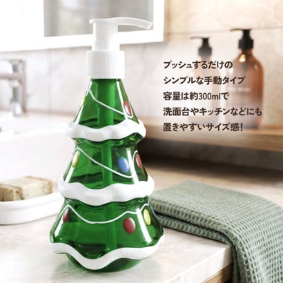 クリスマス 飾り ソープディスペンサー 手動 300ml インテリア オーナメント ディスプレイ 詰め替え ポンプ式 手洗い キッチン 洗面所 （ツリー）｜詳細画像