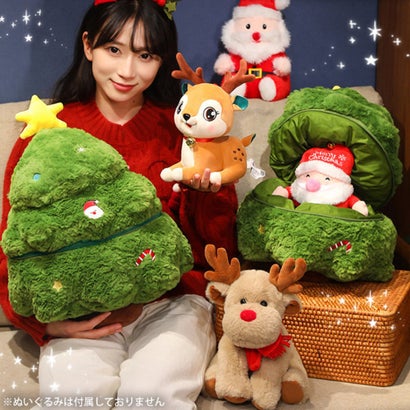 ぬいぐるみ クリスマスプレゼント ボックス ツリー型 クッション おもちゃ 人形 お菓子 収納 吊り下げ ディスプレイ かわいい  飾り （ツリー）｜詳細画像