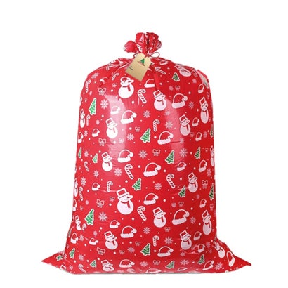 クリスマス プレゼント ラッピング 袋 特大 サンタクロース サンタさん ギフト 大きい 特大 包装 飾り オーナメント パーティー リボン （レッド）｜詳細画像