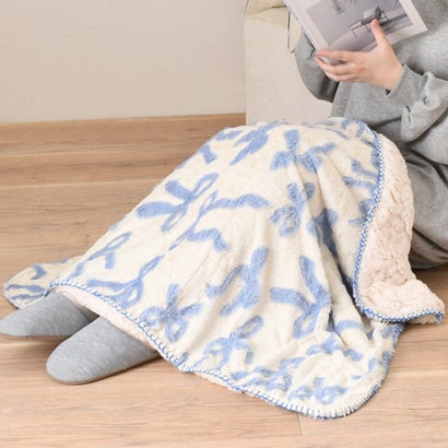 ブランケット おしゃれ ひざ掛け 北欧 冬 膝掛け 厚手 小さめ ポンチョ ボレロ メルティリボン 毛布 暖かい 70×100cm 洗える （グレー）｜詳細画像
