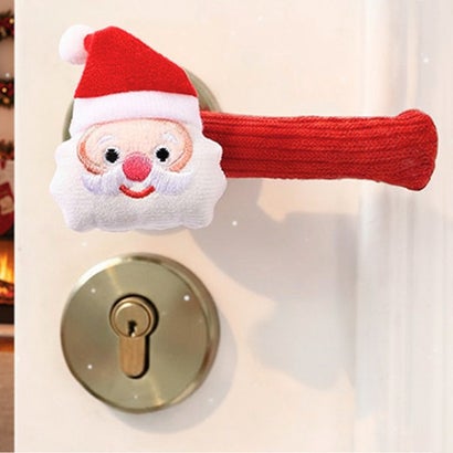 クリスマス オーナメント 飾り 装飾 ドアノブカバー グリップ クッション ハンドル かわいい サンタ ツリー グッズ 雑貨 デコレーション （サンタ）｜詳細画像
