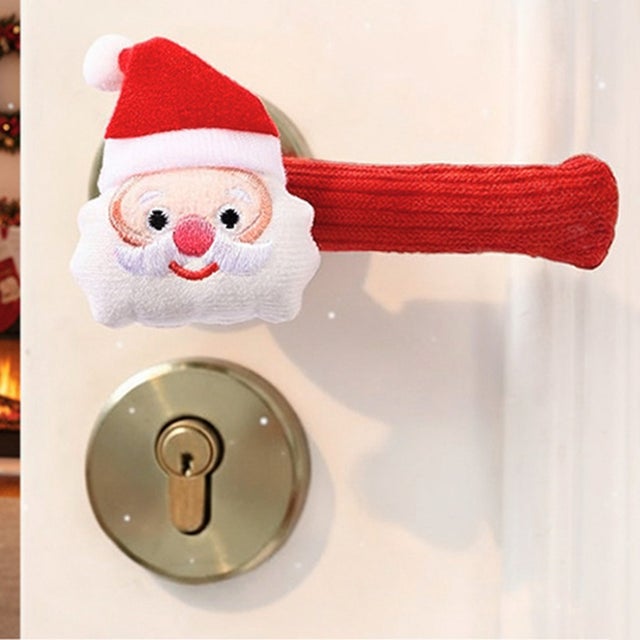 クリスマス オーナメント 飾り 装飾 ドアノブカバー グリップ クッション ハンドル かわいい サンタ ツリー グッズ 雑貨 デコレーション （サンタ）