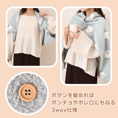 ブランケット ひざ掛け 冬 おしゃれ 北欧 毛布 膝掛け 小さめ ポンチョ ボレロ ボア アニマル 毛布 暖かい 70×100cm 洗える （スコティッシュフォールドピンク）｜詳細画像