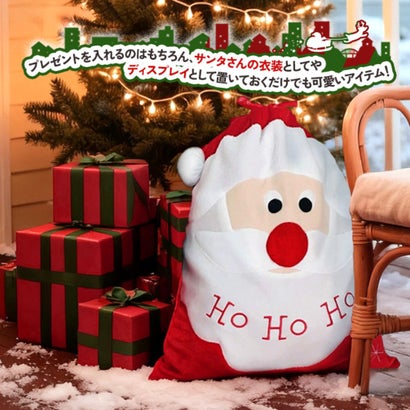 クリスマス プレゼント ラッピング 袋 サンタクロース サンタさん ギフト バッグ 大きい 包装 巾着 飾り オーナメント パーティー リボン （サンタ）｜詳細画像