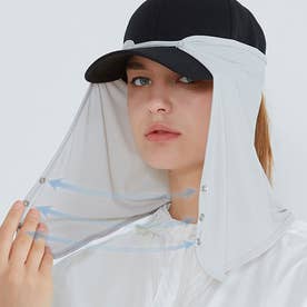 フェイスカバー UV マスク スポーツ UVカット UPF50+ 日焼け防止 冷感 テニス 帽子 キャップ ネックカバー （グレー）