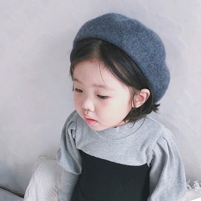 ベレー帽 キッズ 子供 ベビー 春 女の子 男の子 帽子 秋冬 おしゃれ かわいい 赤ちゃん 子ども ウール 発表会 ハロウィン コスプレ （ベージュ）｜詳細画像