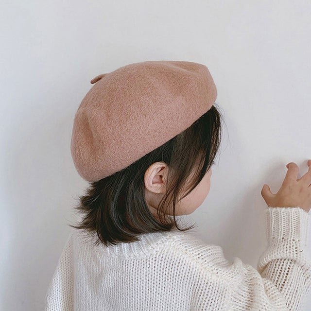 ベレー帽 キッズ 子供 ベビー 春 女の子 男の子 帽子 秋冬 おしゃれ かわいい 赤ちゃん 子ども ウール 発表会 ハロウィン コスプレ （モカブラウン）