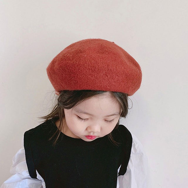 ベレー帽 キッズ 子供 ベビー 春 女の子 男の子 帽子 秋冬 おしゃれ かわいい 赤ちゃん 子ども ウール 発表会 ハロウィン コスプレ （テラコッタ）