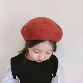 ベレー帽 キッズ 子供 ベビー 春 女の子 男の子 帽子 秋冬 おしゃれ かわいい 赤ちゃん 子ども ウール 発表会 ハロウィン コスプレ （テラコッタ）