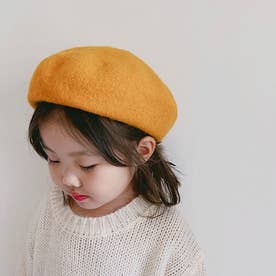 ベレー帽 キッズ 子供 ベビー 春 女の子 男の子 帽子 秋冬 おしゃれ かわいい 赤ちゃん 子ども ウール 発表会 ハロウィン コスプレ （マスタード）