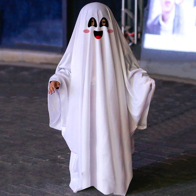 コスチューム 衣装 おばけ ポンチョ お化け オバケ 大人 子供 キッズ 親子 ペア お揃い ハロウィン 仮装 変装 マント シーツ かわいい 男女兼用 服 （C）