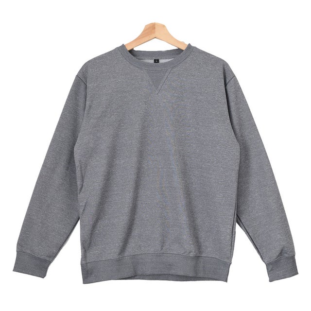 スウェット メンズ トレーナー 無地 トップス 長袖 ロンT 大きいサイズ クルーネック 裏毛 スムース 薄手 シンプル カジュアル おしゃれ （チャコール）