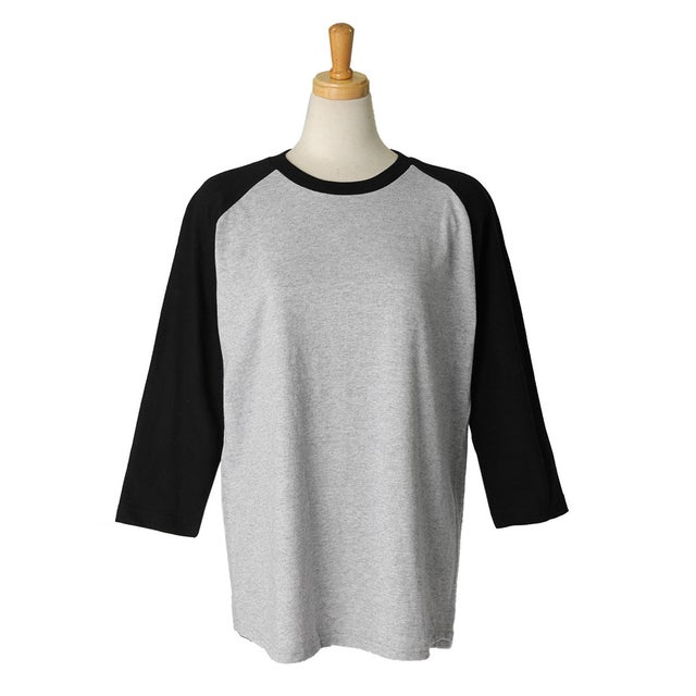 
                    Tシャツ レディース  長袖 男女兼用 ティーシャツ 7分袖 tシャツ ロンt カットソー ラグラン （杢グレー×ブラック）