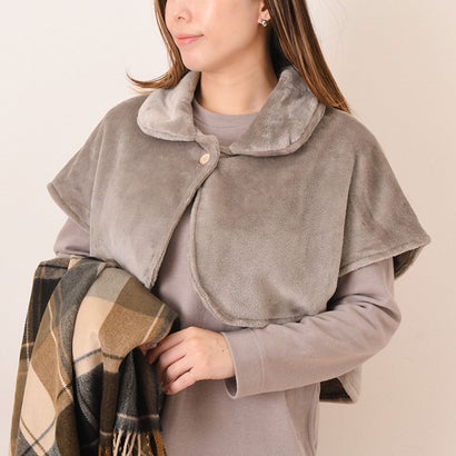 リアルスタイル REAL STYLE 肩当て ポンチョ レディース 冬 ひざ掛け 肩掛け はんてん 半纏 暖かい ボア ふわふわ 軽い 柔らか 襟付き 寝具 就寝 肩 首 防寒 節電 着る毛布 ルームウェア （ベージュ）｜詳細画像