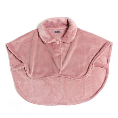 リアルスタイル REAL STYLE 肩当て ポンチョ レディース 冬 ひざ掛け 肩掛け はんてん 半纏 暖かい ボア ふわふわ 軽い 柔らか 襟付き 寝具 就寝 肩 首 防寒 節電 着る毛布 ルームウェア （ベージュ）｜詳細画像