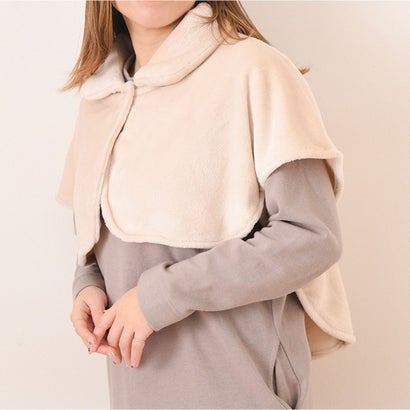 リアルスタイル REAL STYLE 肩当て ポンチョ レディース 冬 ひざ掛け 肩掛け はんてん 半纏 暖かい ボア ふわふわ 軽い 柔らか 襟付き 寝具 就寝 肩 首 防寒 節電 着る毛布 ルームウェア （グレー）｜詳細画像