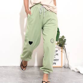 ジョガーパンツ レディース 韓国ファッション ウエストゴム ロング スウェット 綿混 部屋着 裾絞り ズボン （ミント）