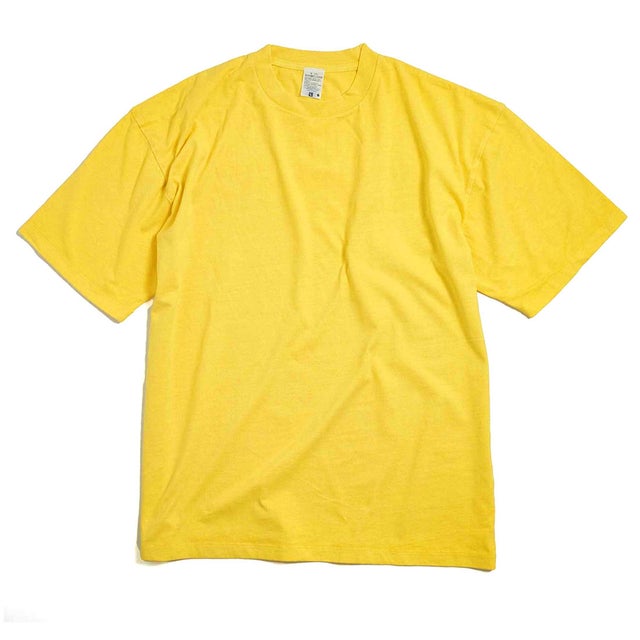 Tシャツ レディース メンズ 半袖 厚手 コットン 綿100％ 無地 大きいサイズ クルーネック 6.5オンス ヴィンテージ風 おしゃれ 肉厚 （イエロー）