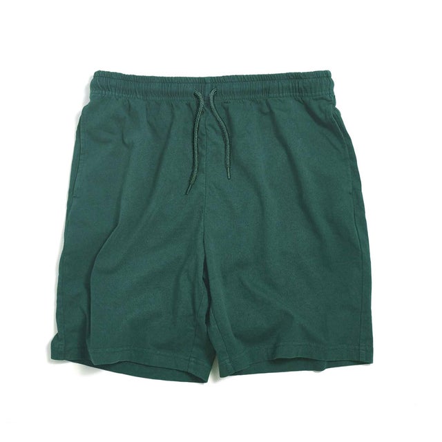 ハーフパンツ レディース メンズ 綿100％ ボトムス 半ズボン 短パン 大きいサイズ 膝丈 厚手 ポケット ヴィンテージ風 6.5オンス （グリーン）